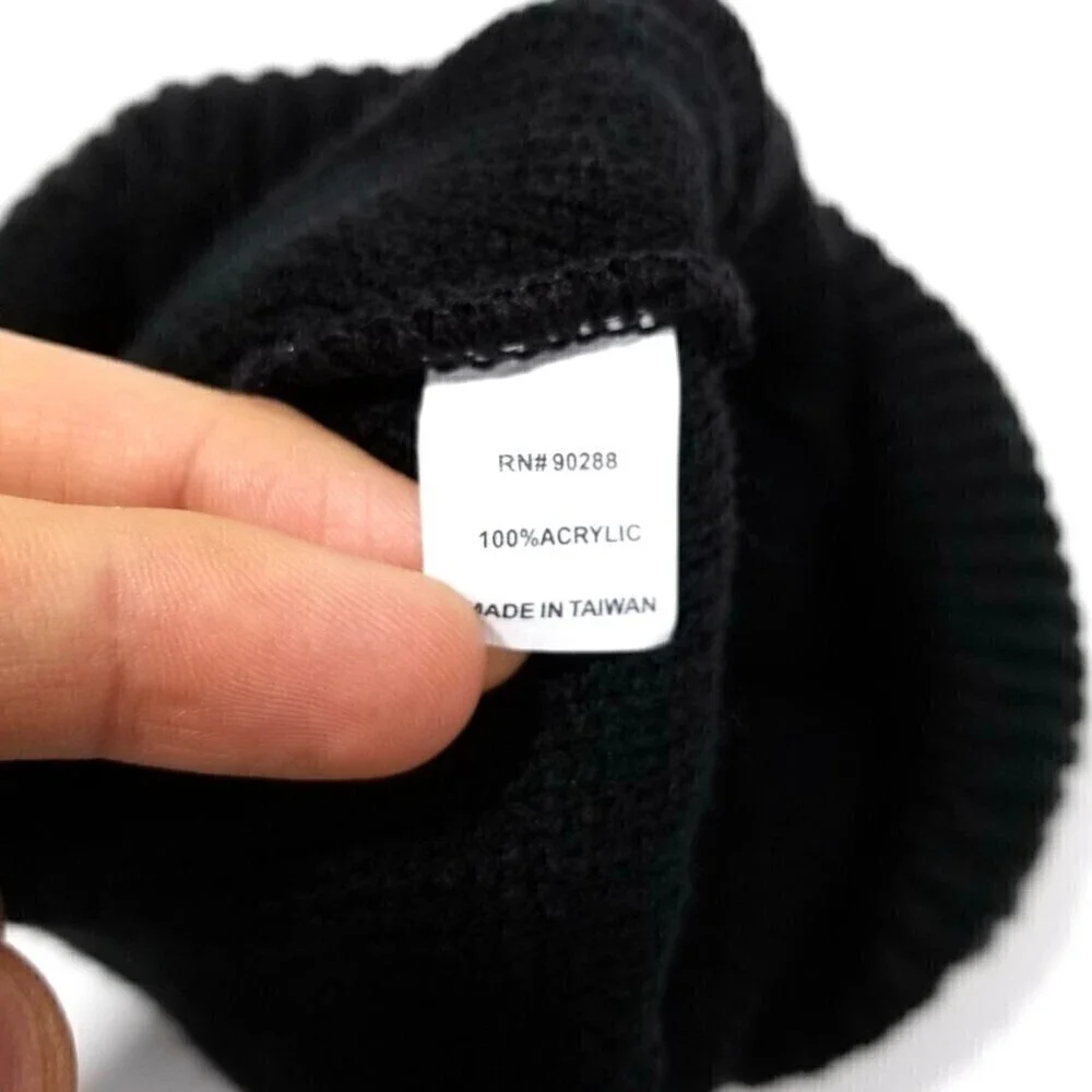 Adidas Black Textured Knit Warm Ribbed Beanie 90s Skate Streetwear y2k